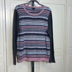 Talbots Women’s Fair Isle Sweater Crewneck Pullover Lambswool Knit Large